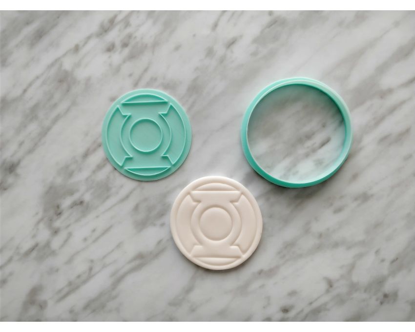 Green Lantern Cookie Cutter and Stamp Set. Super Hero Cookie Cutter
