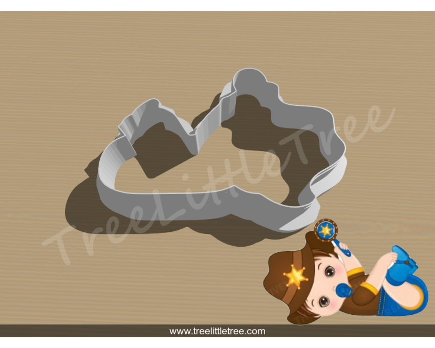 Cowboy Baby with Rattle Cookie Cutter. Baby Shower Cookie Cutter. Cowboy Baby Cookie Cutter
