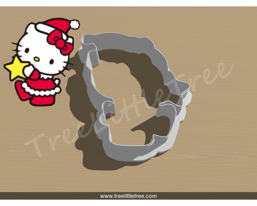 Christmas Hello Kitty Style 2 Cookie Cutter. Christmas Cookie Cutter.  Cartoon Cookie Cutter