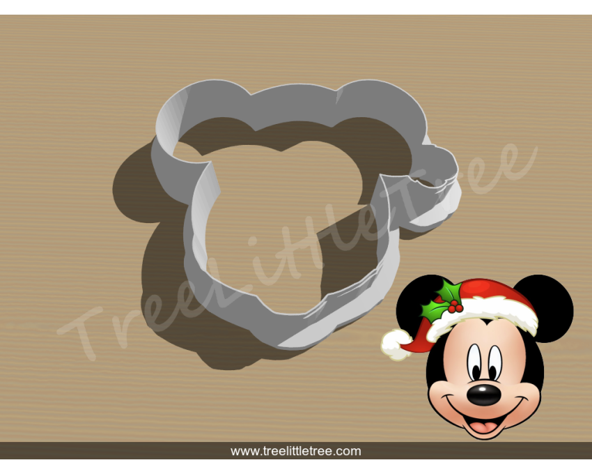 Christmas Mickey Head Cookie Cutter. Christmas Cookie Cutter.  Cartoon Cookie Cutter