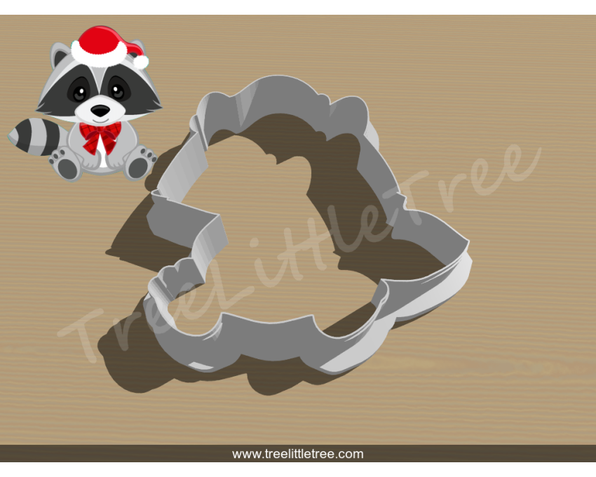 Christmas Raccoon Cookie Cutter. Christmas Cookie Cutter.  Animal Cookie Cutter