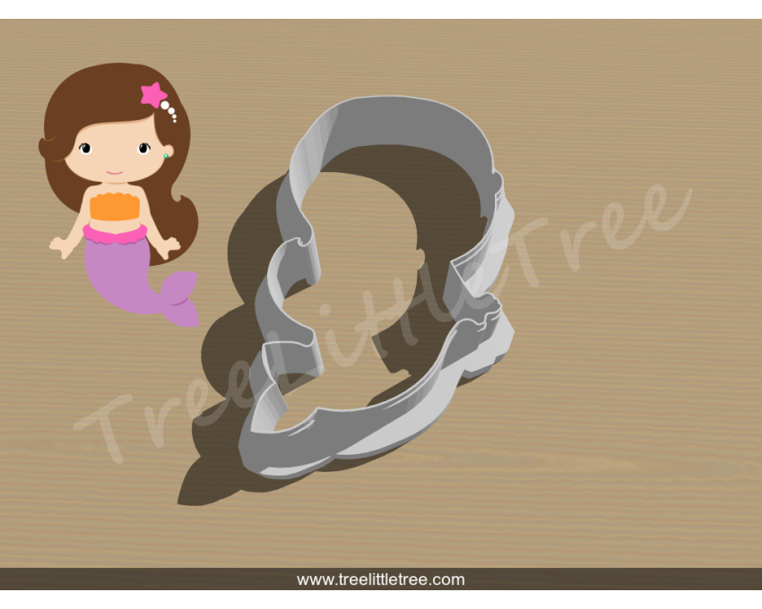Mermaid Girl Cookie Cutter. Cartoon Cookie Cutter