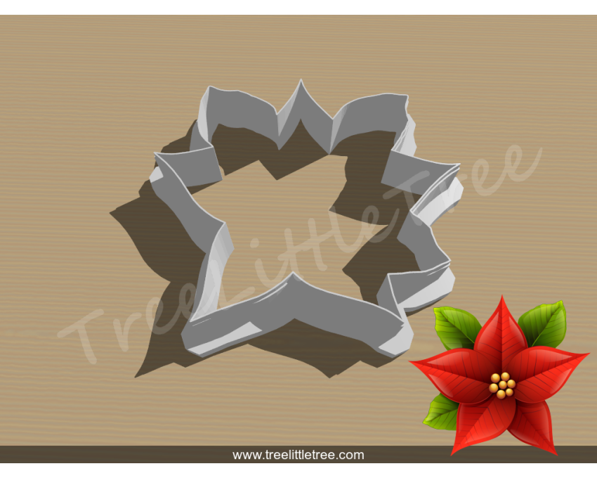 Christmas Poinsettia Style 3 Cookie Cutter. Christmas Cookie Cutter. 