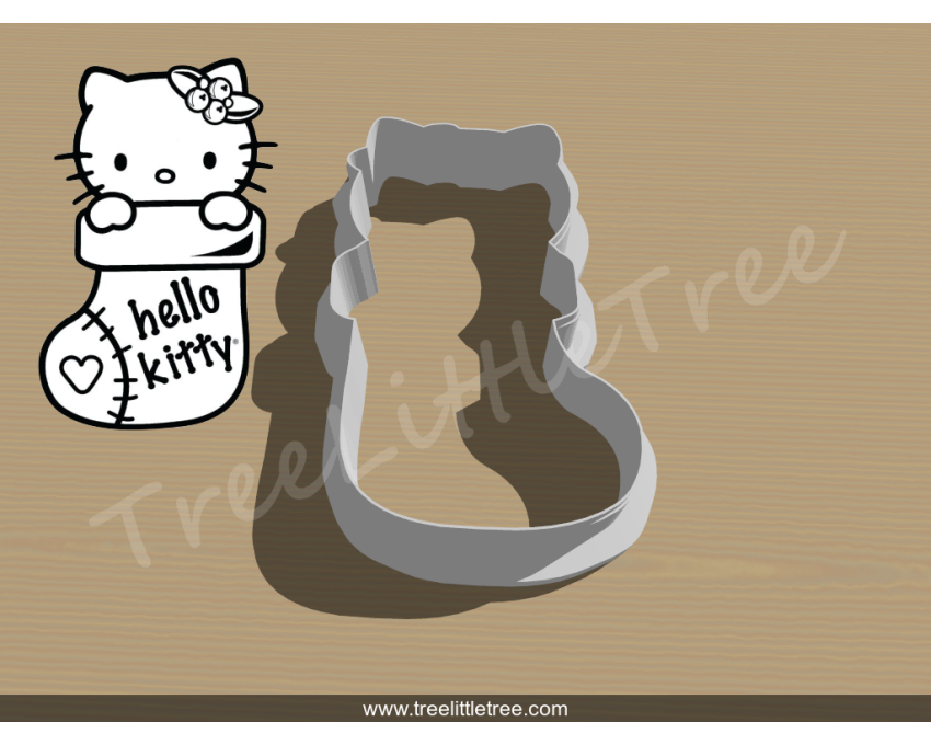 Christmas Hello Kitty Stocking Cookie Cutter. Christmas Cookie Cutter. 