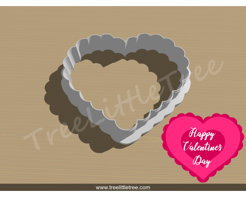 Scalloped Heart Cookie Cutter. Valentine's day Cookie Cutter