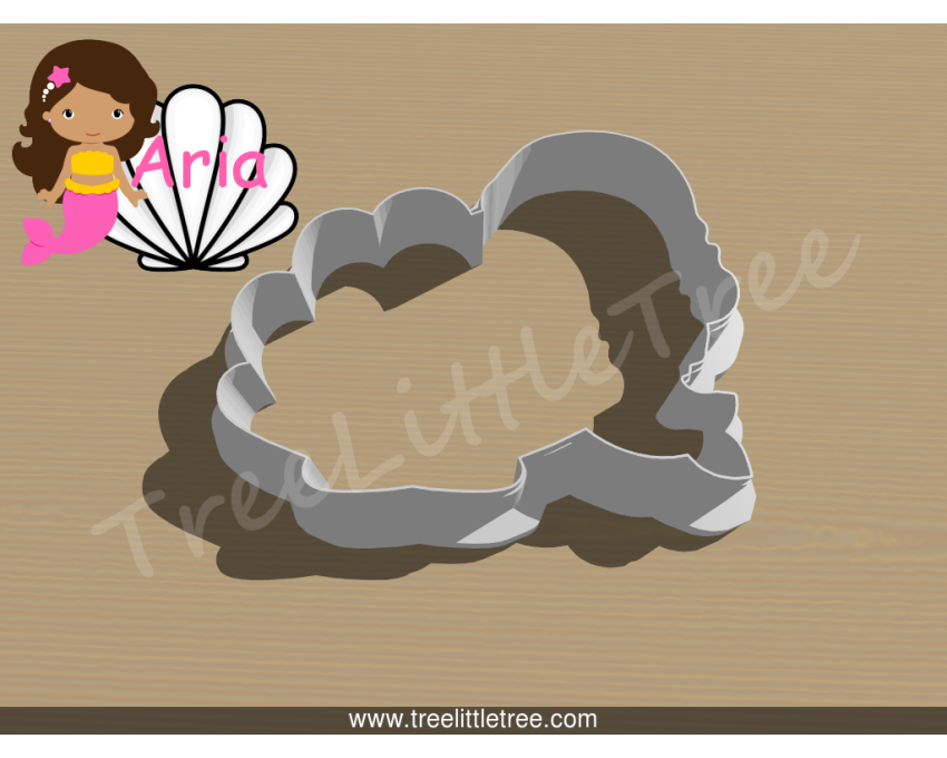 Mermaid with Shell Plaque Cookie Cutter. Mermaid Cookie Cutter. Plaque Cookie Cutter