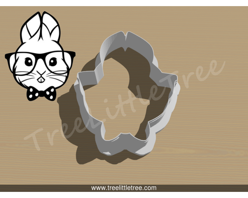 Nerdy Bunny Cookie Cutter. Easter Cookie Cutter. Animal Cookie Cutter