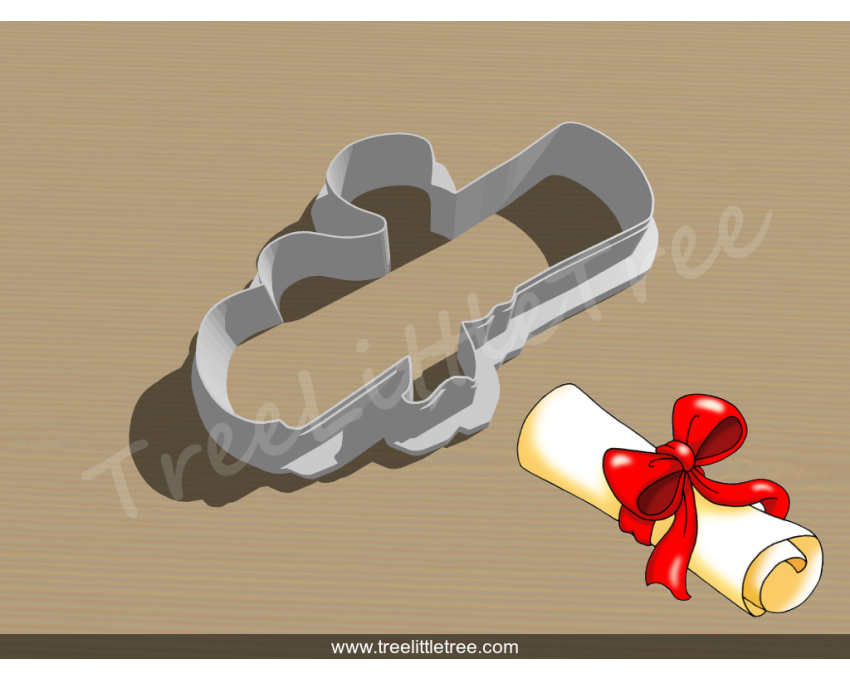 Diploma Scroll Style 2 Cookie Cutter. School/Grad Cookie Cutter