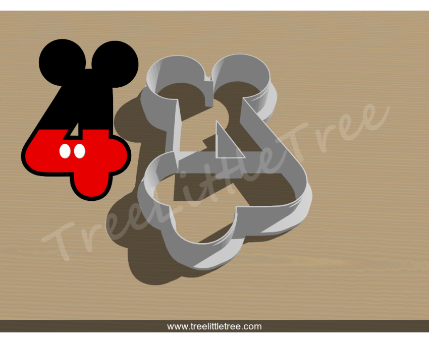 Mickey Number Four Cookie Cutter. Number Cookie Cutter