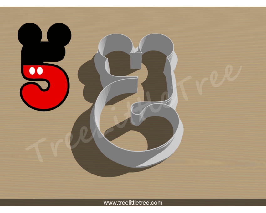 Mickey Number Five Cookie Cutter. Number Cookie Cutter