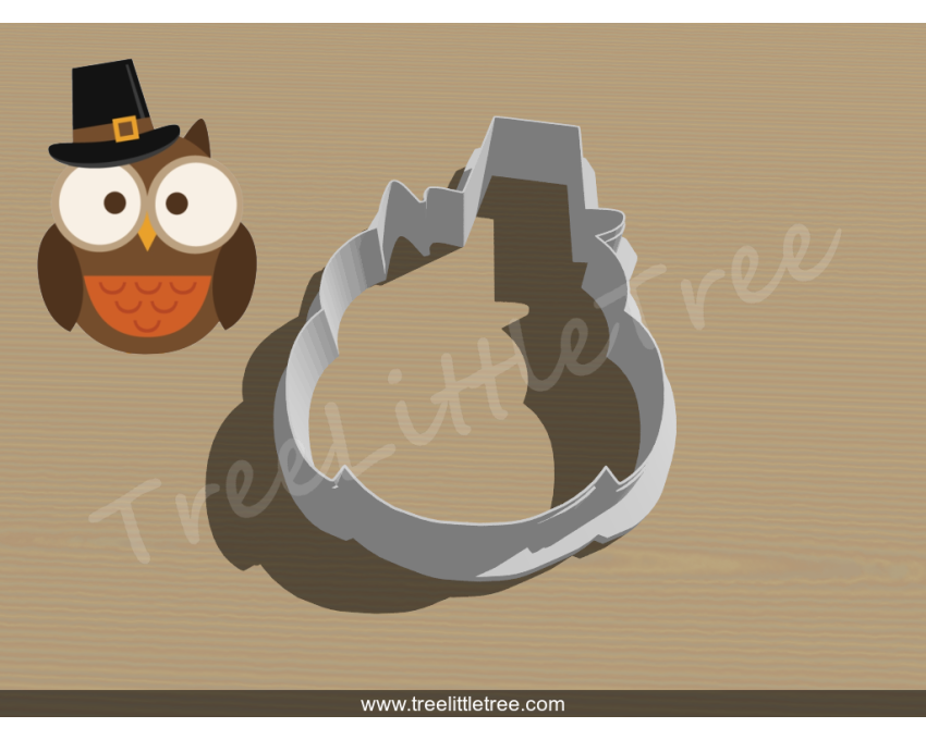 Pilgrim Owl Cookie Cutter. Fall Season Cookie Cutter. Thanksgiving Cookie Cutter