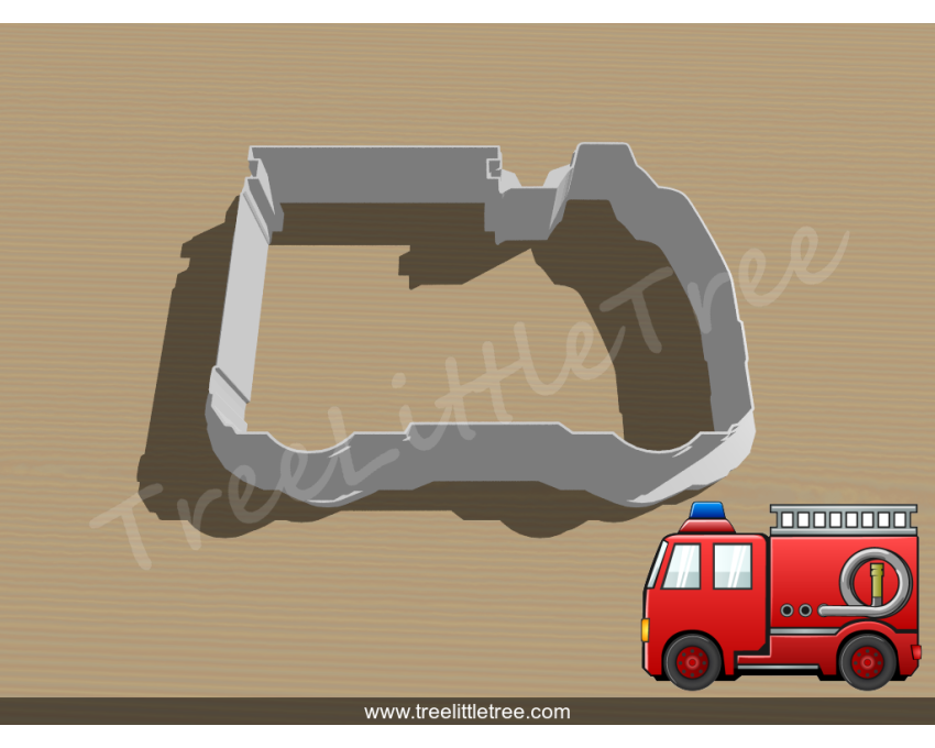 Fire Truck Cookie Cutter. Fire Rescue Theme Cookie Cutter