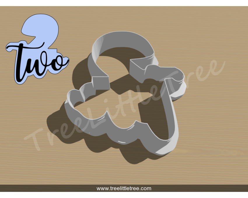 Lettered Number Two Cookie Cutter. Number Cookie Cutter
