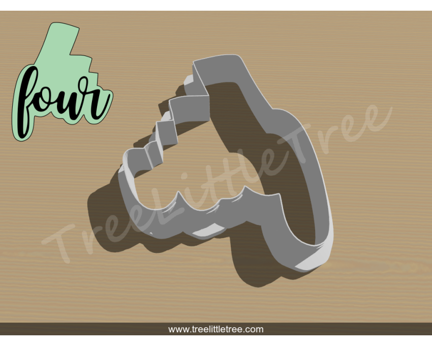 Lettered Number Four Cookie Cutter. Number Cookie Cutter