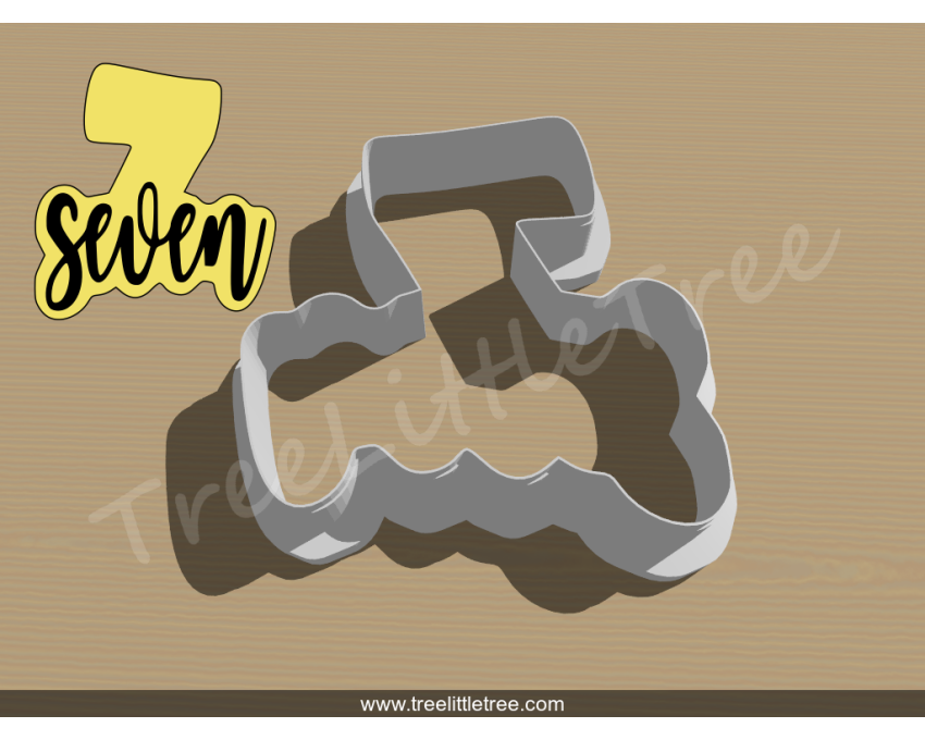 Lettered Number Seven Cookie Cutter. Number Cookie Cutter