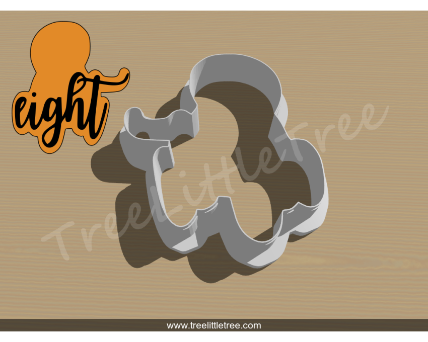 Lettered Number Eight Cookie Cutter. Number Cookie Cutter