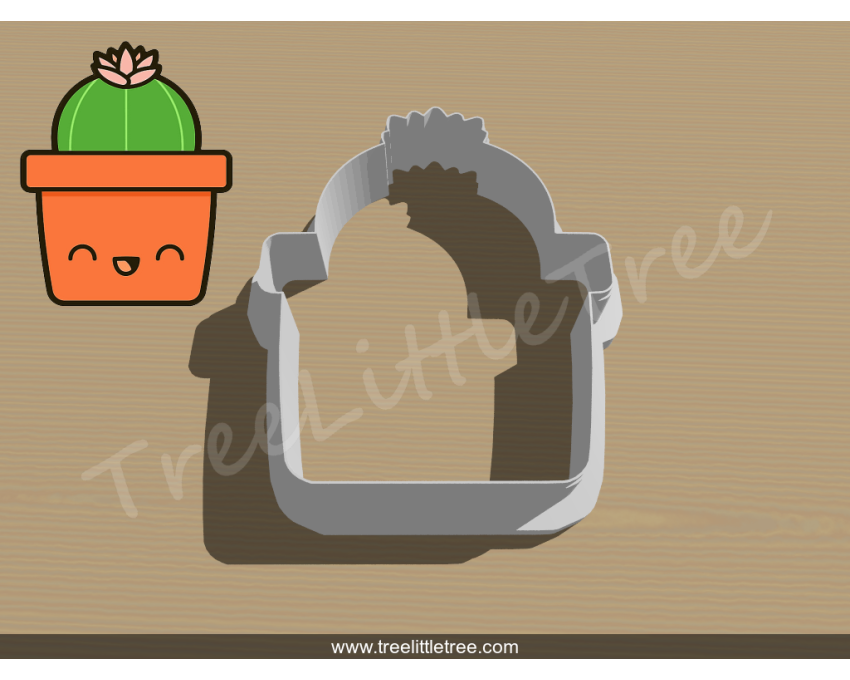 Cactus in Pot Style 2 Cookie Cutter. Plant Cookie Cutter