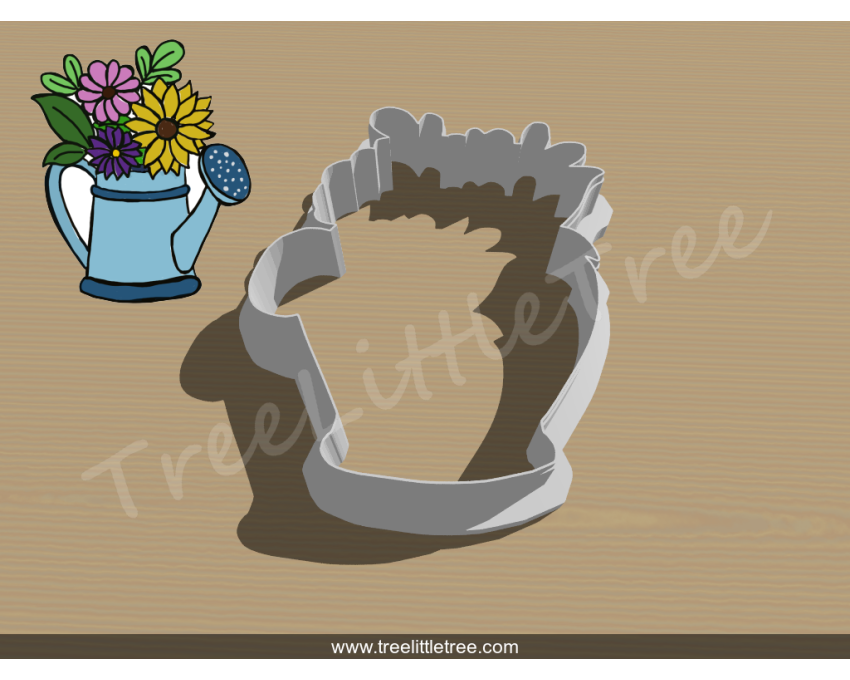 Floral Watering Can Cookie Cutter. Garden Theme Cookie Cutter
