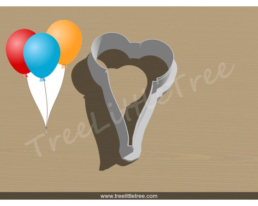 Party Balloons Cookie Cutter. Unique Cookie Cutter