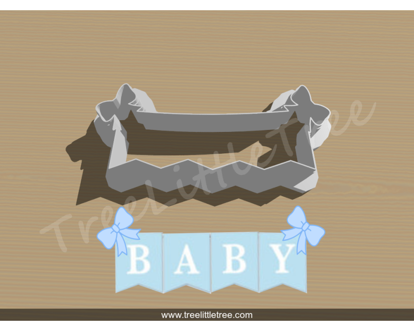 Baby Banner Cookie Cutter. Baby Shower Cookie Cutter