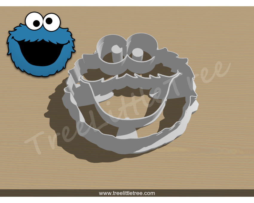 Cookie Monster Detailed Cookie Cutter. Cartoon Cookie Cutter. Sesame Street Cookie Cutter