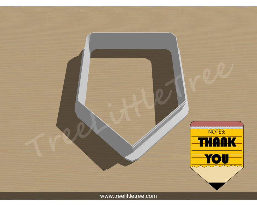 Pencil Notepad Plaque Cookie Cutter. School/Grad Cookie Cutter
