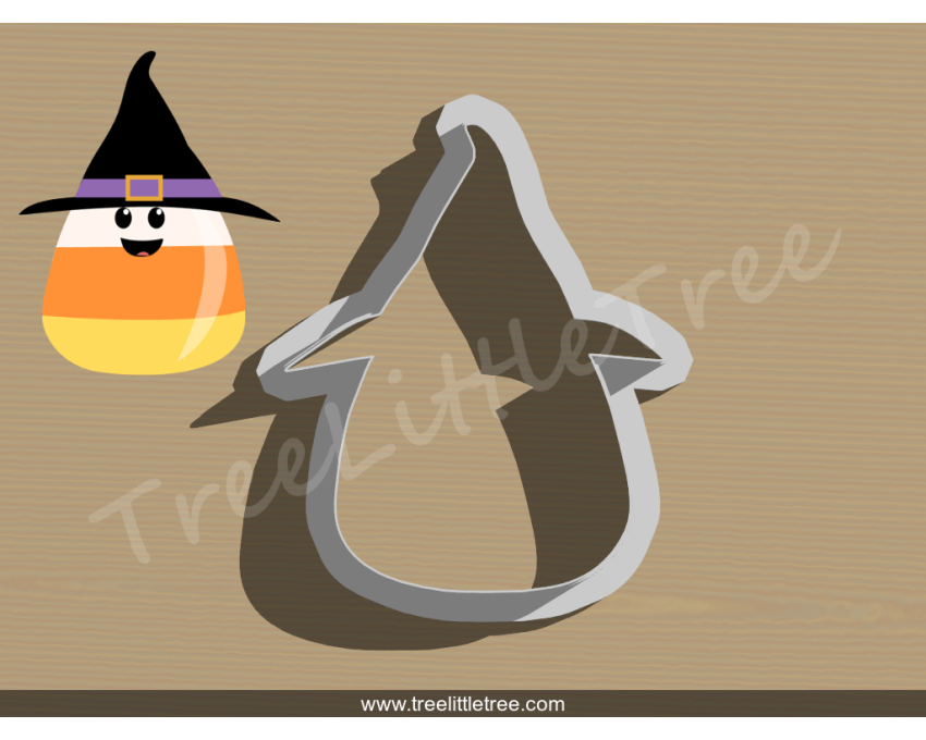 Candy Corn with Witch Hat Cookie Cutter. Halloween Cookie Cutter. 