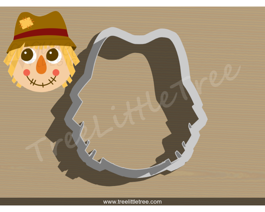 Cute Scarecrow Head Cookie Cutter. Fall Season Cookie Cutter. Halloween Cookie Cutter