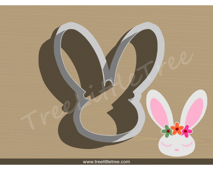 Floral Bunny Cookie Cutter. Easter Cookie Cutter
