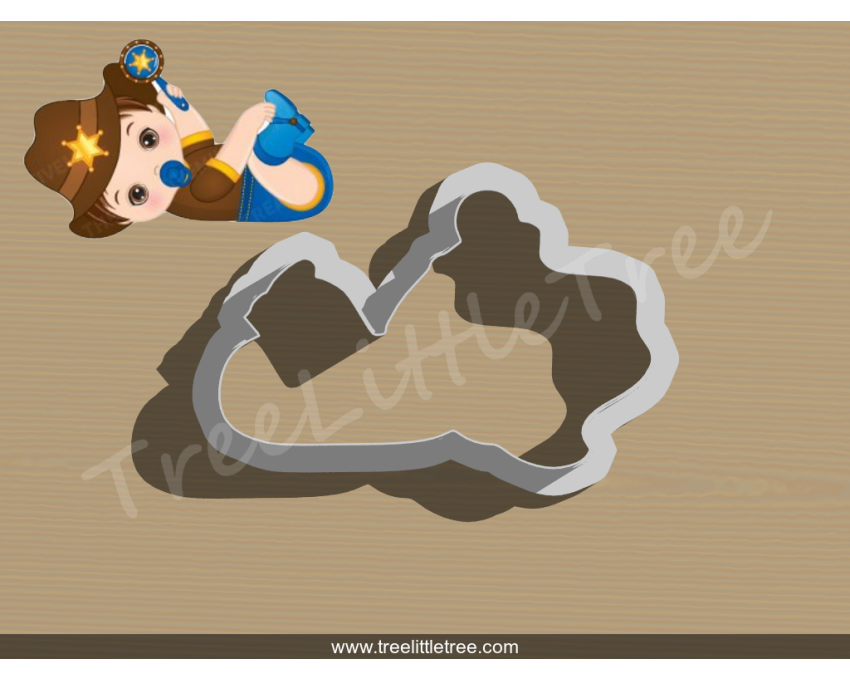 Cowboy Baby with Rattle Cookie Cutter. Baby Shower Cookie Cutter. Cowboy Baby Cookie Cutter