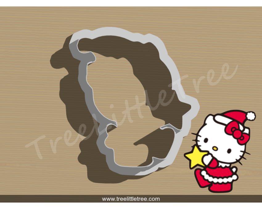 Christmas Hello Kitty Style 2 Cookie Cutter. Christmas Cookie Cutter.  Cartoon Cookie Cutter