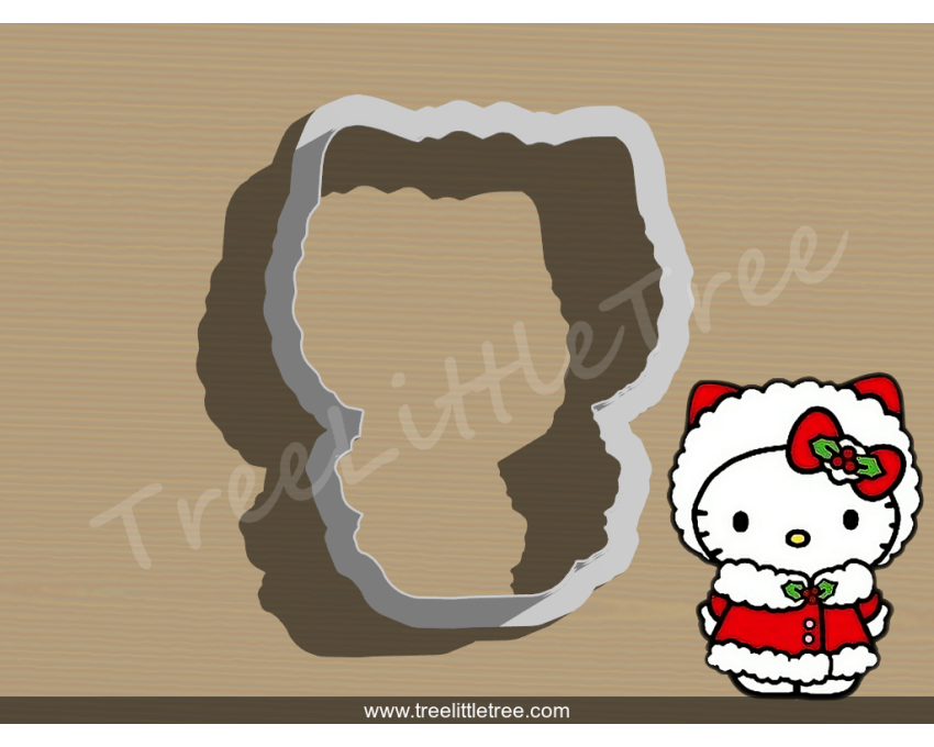 Christmas Hello Kitty Style 3 Cookie Cutter. Christmas Cookie Cutter.  Cartoon Cookie Cutter