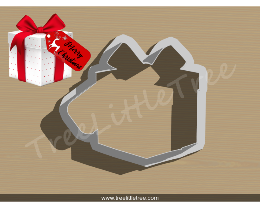 Gift Box with Tag Cookie Cutter. Christmas Cookie Cutter. Holiday Cookie Cutter