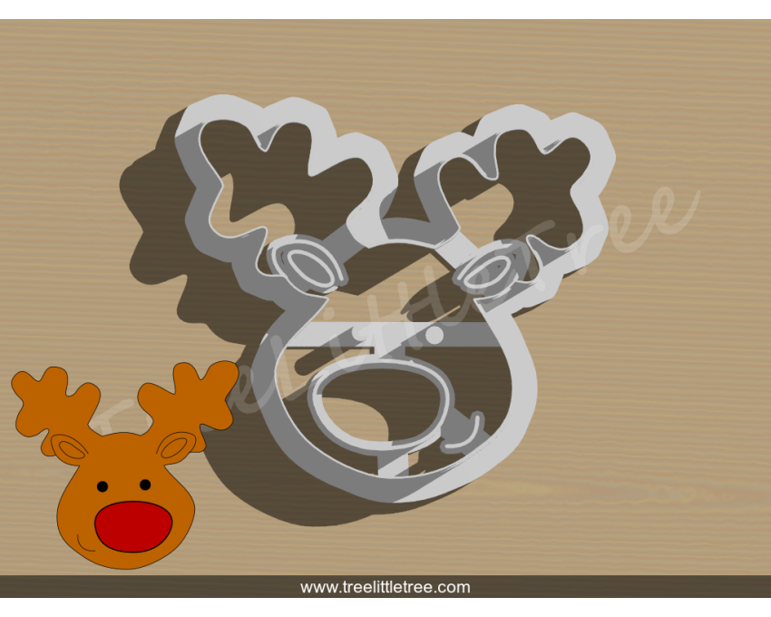 Cute Reindeer Head Cookie Cutter. Christmas Cookie Cutter. Animal Cookie Cutter