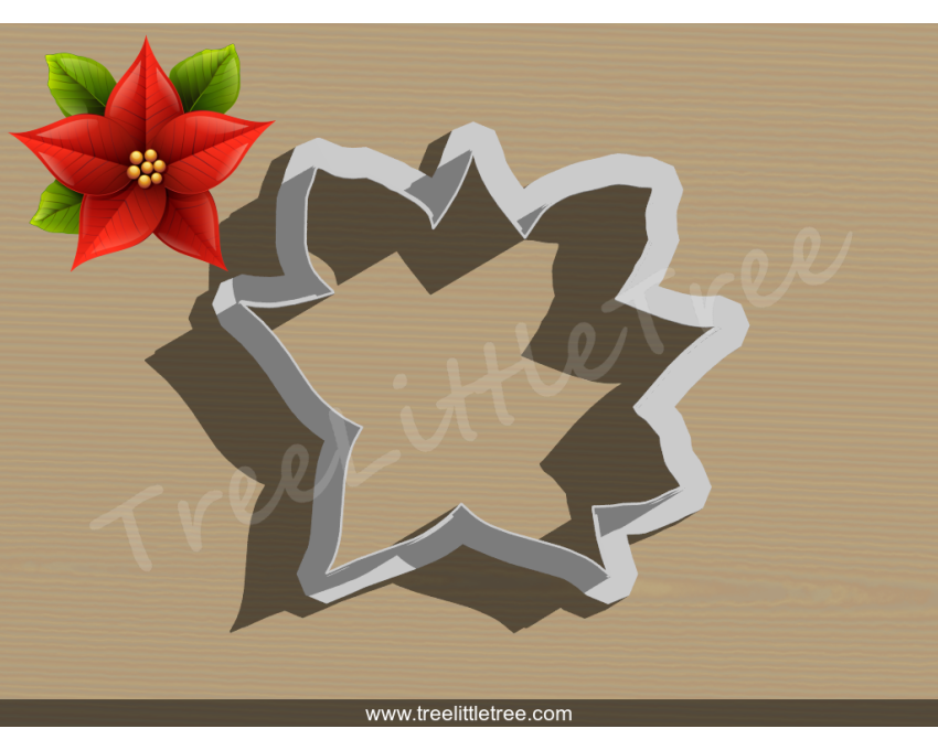 Christmas Poinsettia Style 3 Cookie Cutter. Christmas Cookie Cutter. 