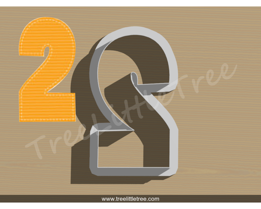 Happy Number Two Cookie Cutter. Number Cookie Cutter