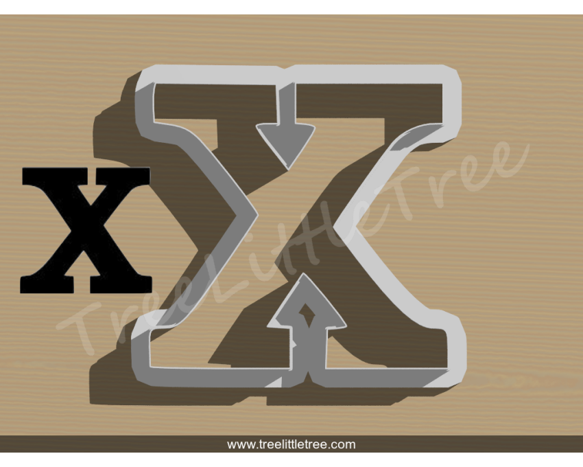 Greek Letter Chi Cookie Cutter. Alphabet Cookie Cutter