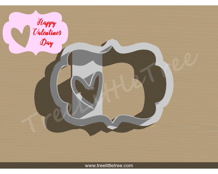 Plaque with Heart cut Cookie Cutter. Valentine's day Cookie Cutter