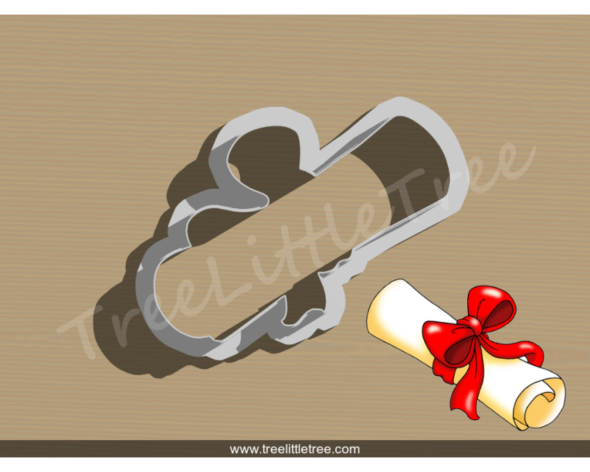 Diploma Scroll Style 2 Cookie Cutter. School/Grad Cookie Cutter