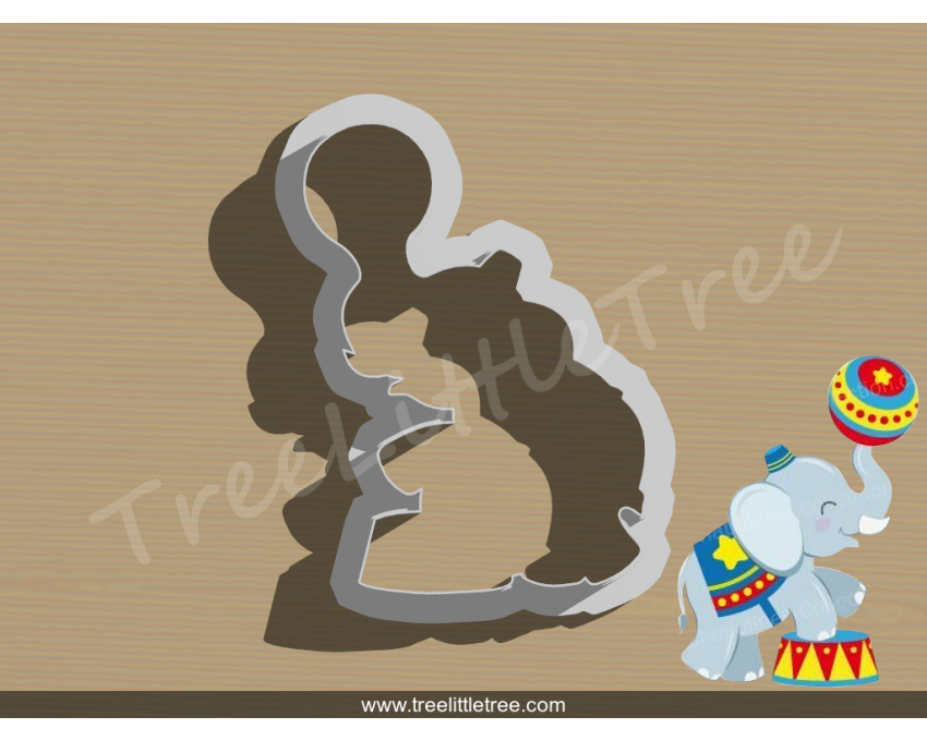 Circus Elephant With Ball Cookie Cutter. Baby Shower Cookie Cutter. Circus Baby Cookie Cutter