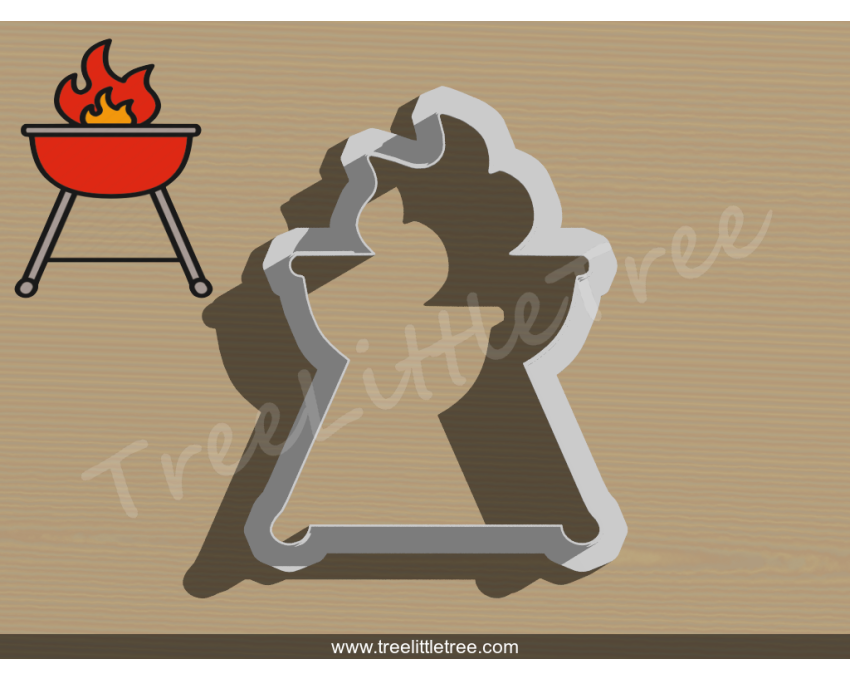 BBQ Grill With Fire Cookie Cutter. Summer Season Cookie Cutter. BBQ Cookie Cutter