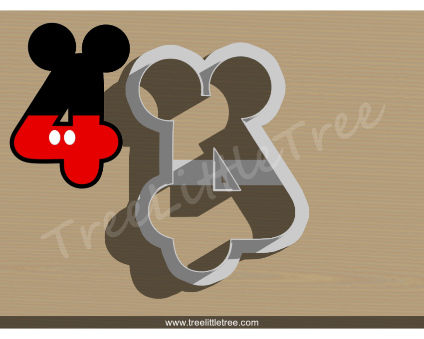 Mickey Number Four Cookie Cutter. Number Cookie Cutter