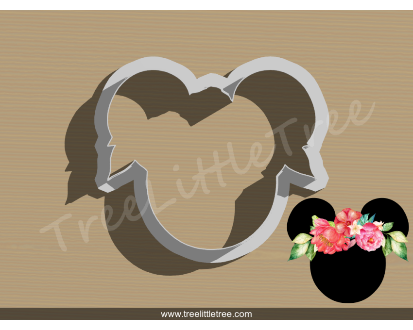Floral Mickey Cookie Cutter. Cartoon Cookie Cutter. Disney Cookie Cutter