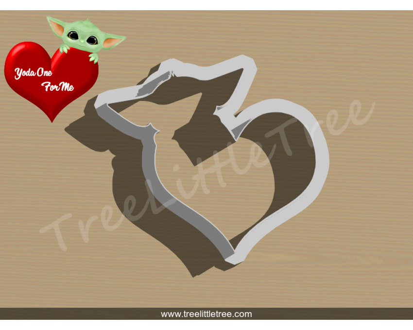 Yoda One For Me Cookie Cutter. Valentine's day Cookie Cutter. Star War Cookie Cutter