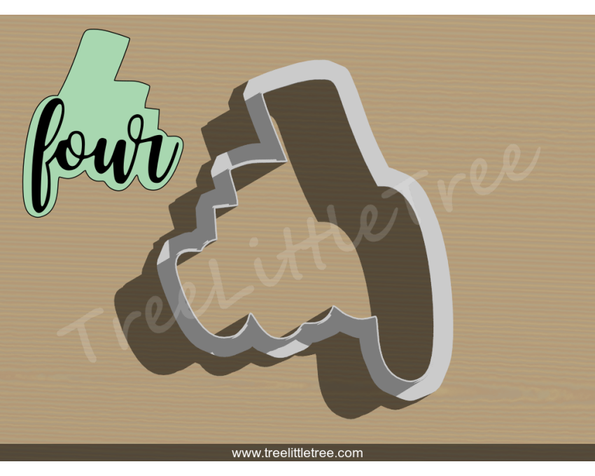 Lettered Number Four Cookie Cutter. Number Cookie Cutter