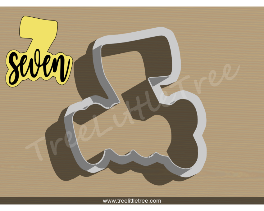 Lettered Number Seven Cookie Cutter. Number Cookie Cutter