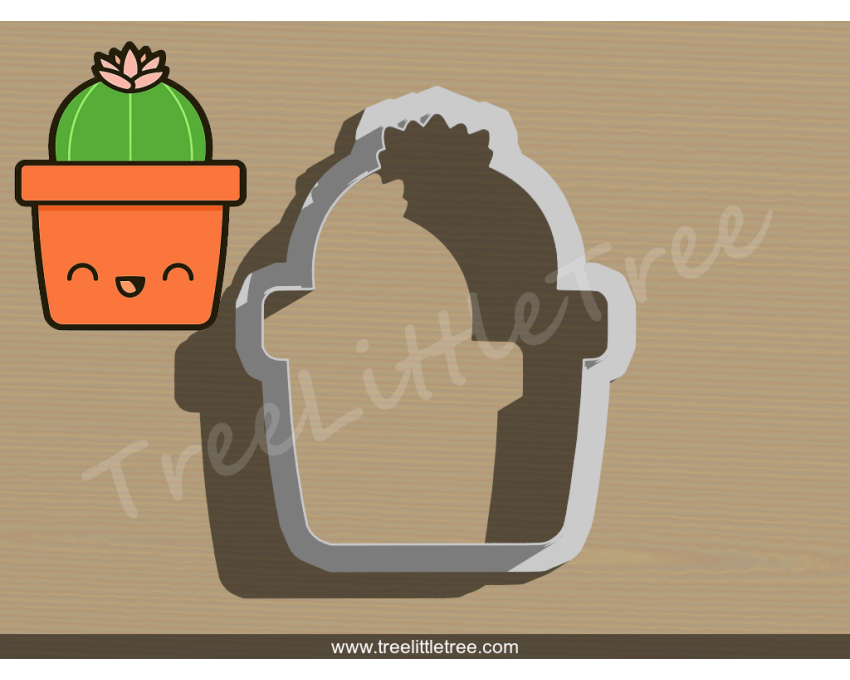 Cactus in Pot Style 2 Cookie Cutter. Plant Cookie Cutter