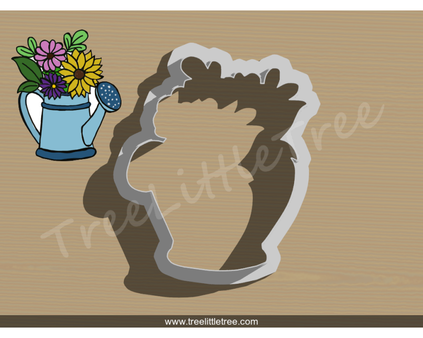 Floral Watering Can Cookie Cutter. Garden Theme Cookie Cutter