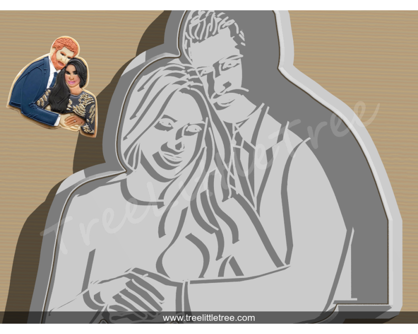Personalized Couple Portrait Cookie Cutter and Stamp Set