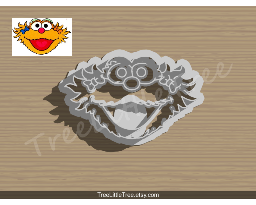 Zoe Detailed Cookie Cutter. Cartoon Cookie Cutter. Sesame Street Cookie Cutter